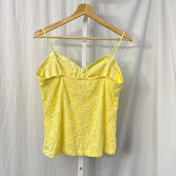 Candies Y2K Babydoll Top XL Yellow Lace Rhinestone Floral - Picture 9 of 12